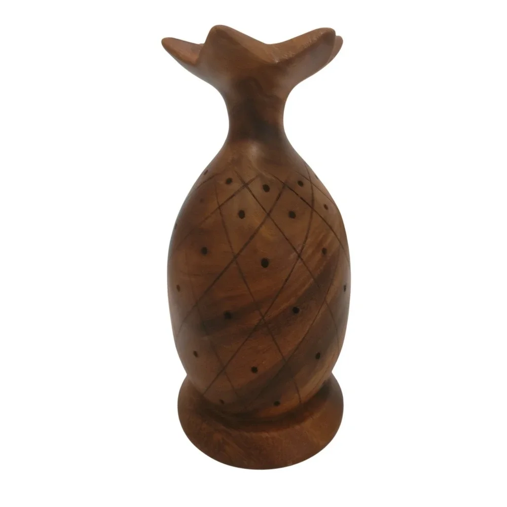 Mid Century Modern Leilani Genuine Monkey-Pod Wood Hand Crafted Pineapple Accent